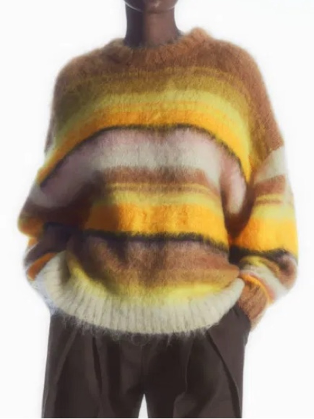 COS Mohair Wool Crewneck Jumper Sweater Striped Retro Striped Oversized XS